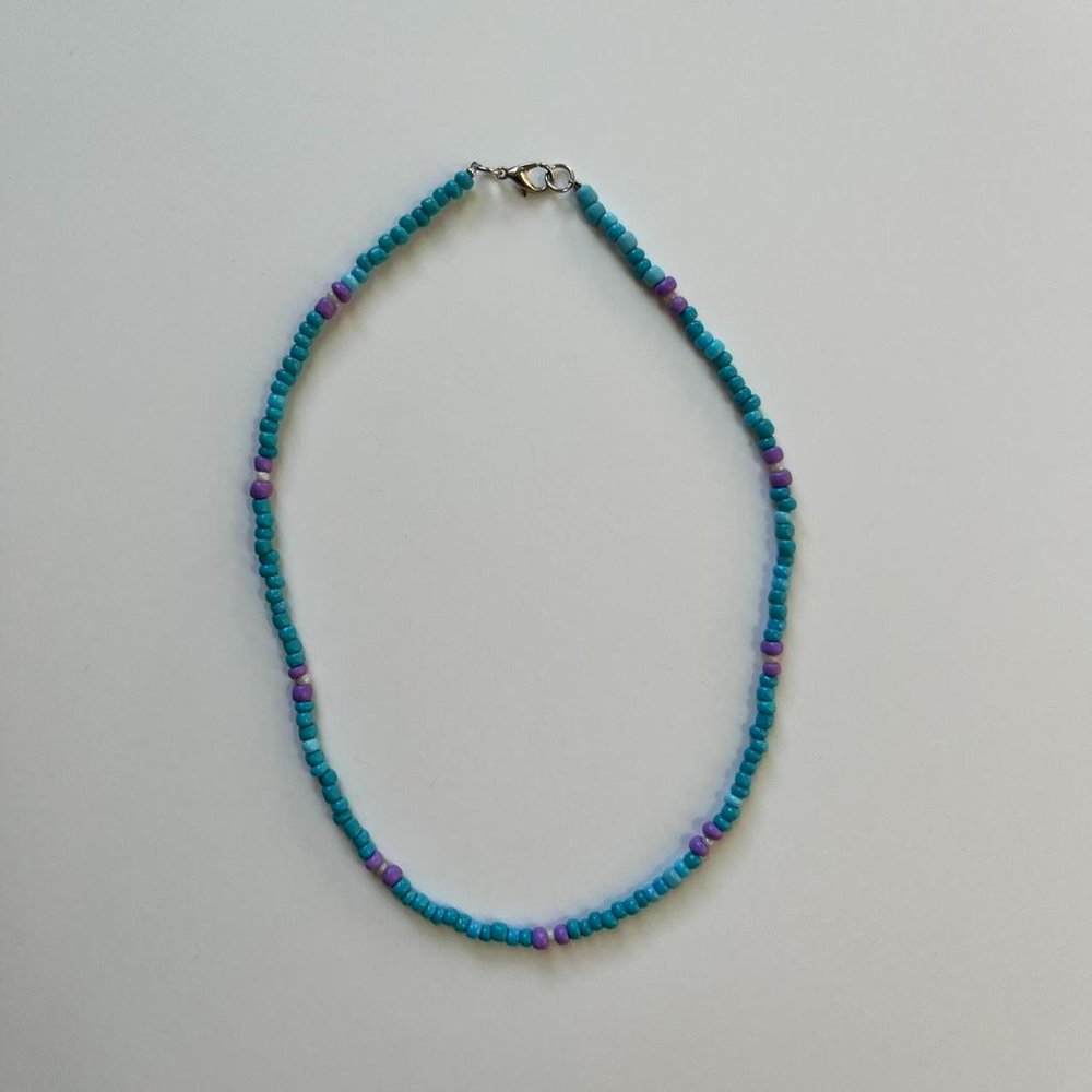 Handmade Blue and Purple Seed Bead Layering Necklace